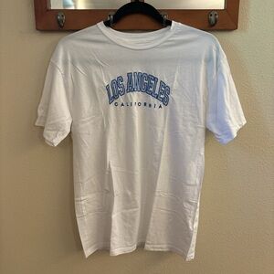 Organic Generation white and blue cotton LA tee.